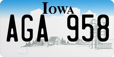 IA license plate AGA958