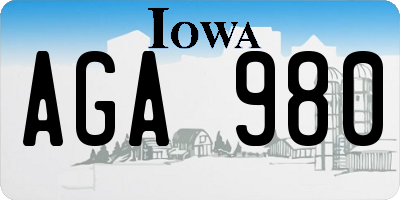 IA license plate AGA980