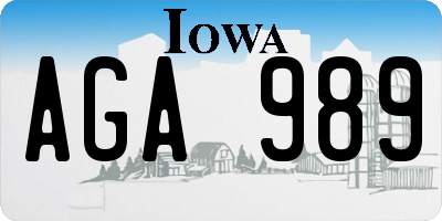 IA license plate AGA989