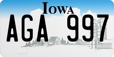 IA license plate AGA997