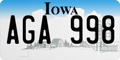 IA license plate AGA998