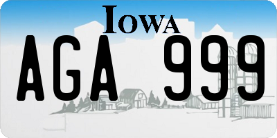 IA license plate AGA999