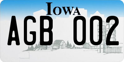 IA license plate AGB002