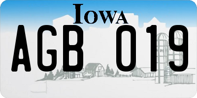 IA license plate AGB019