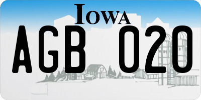 IA license plate AGB020
