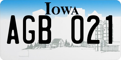 IA license plate AGB021