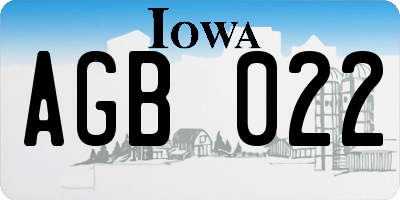 IA license plate AGB022
