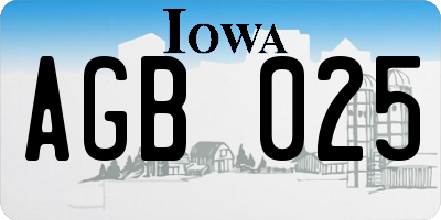 IA license plate AGB025
