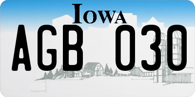 IA license plate AGB030