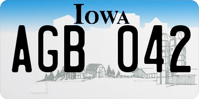 IA license plate AGB042
