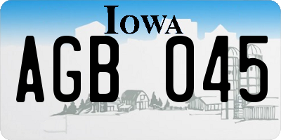 IA license plate AGB045