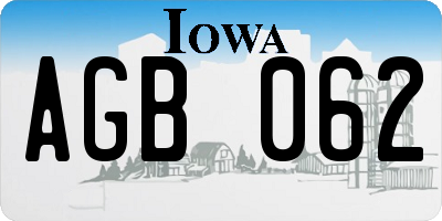 IA license plate AGB062