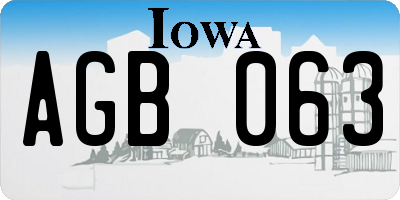 IA license plate AGB063