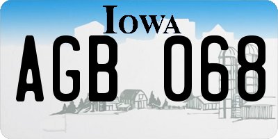 IA license plate AGB068