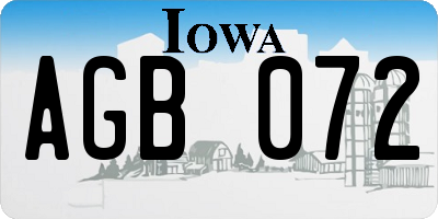 IA license plate AGB072