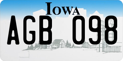 IA license plate AGB098