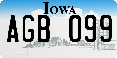 IA license plate AGB099