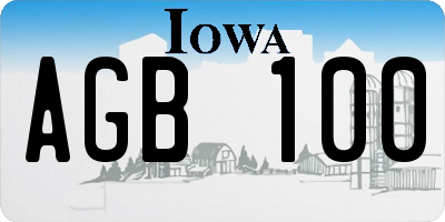 IA license plate AGB100