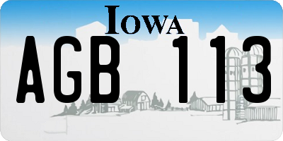 IA license plate AGB113