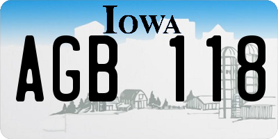 IA license plate AGB118