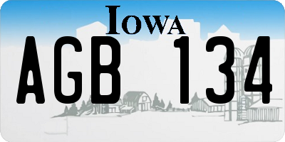 IA license plate AGB134