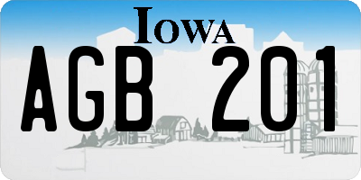 IA license plate AGB201
