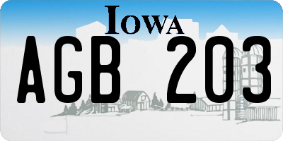 IA license plate AGB203