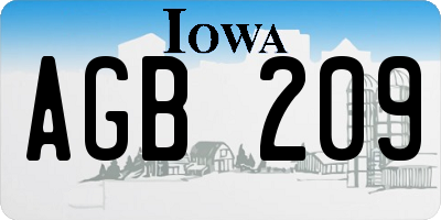 IA license plate AGB209