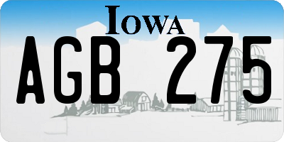 IA license plate AGB275