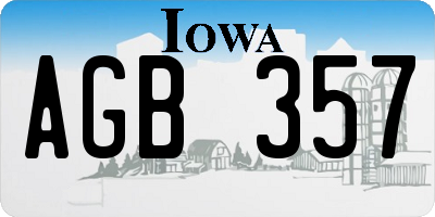 IA license plate AGB357