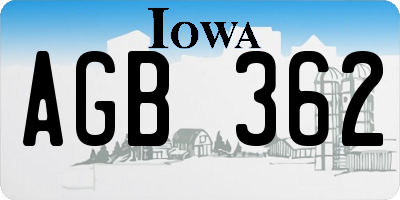 IA license plate AGB362