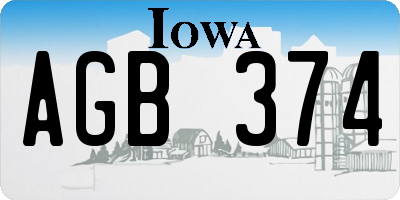 IA license plate AGB374