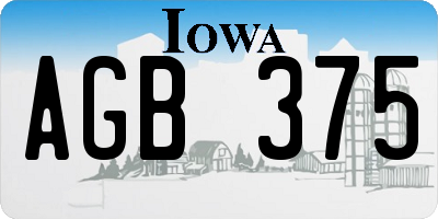 IA license plate AGB375
