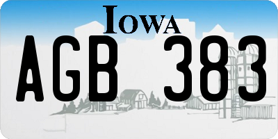 IA license plate AGB383