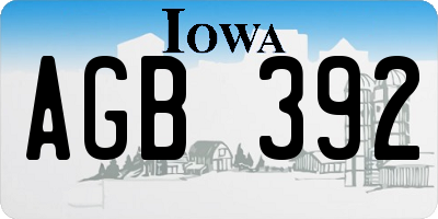 IA license plate AGB392