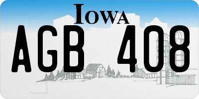 IA license plate AGB408