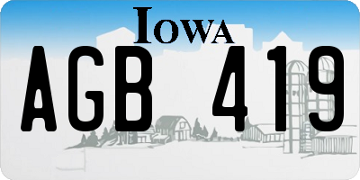 IA license plate AGB419