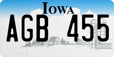 IA license plate AGB455