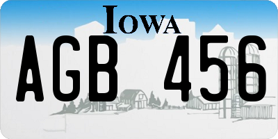 IA license plate AGB456