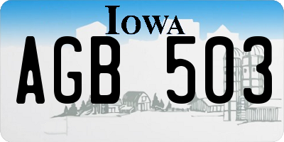 IA license plate AGB503