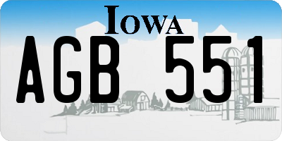 IA license plate AGB551