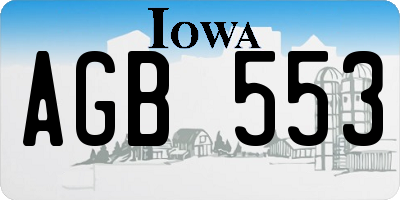 IA license plate AGB553