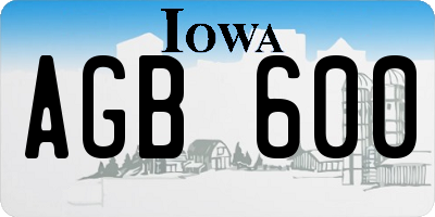 IA license plate AGB600