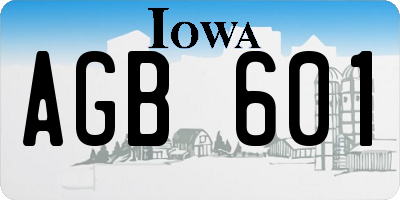 IA license plate AGB601