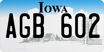 IA license plate AGB602