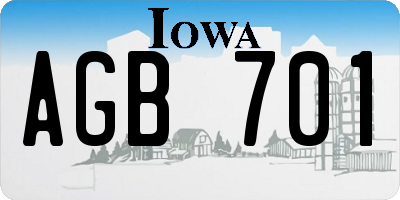 IA license plate AGB701