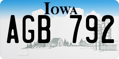 IA license plate AGB792