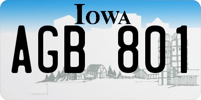 IA license plate AGB801