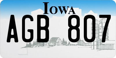 IA license plate AGB807