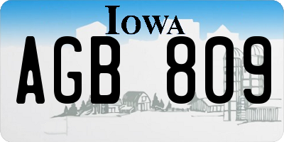 IA license plate AGB809